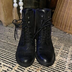 Born Black Lace-Up Leather Boots